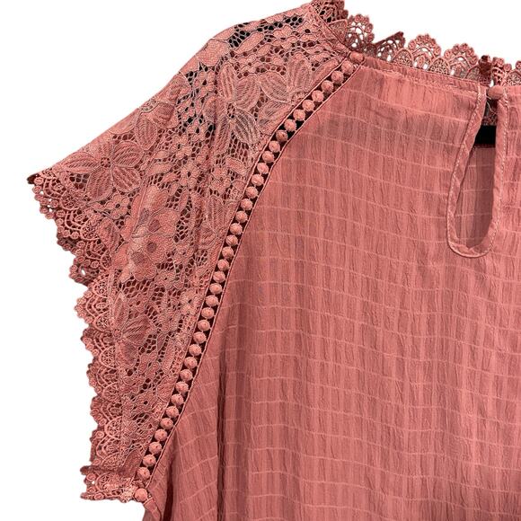 Perch by Blu Pepper Mauve Lace Top Size XL - Picture 3 of 8
